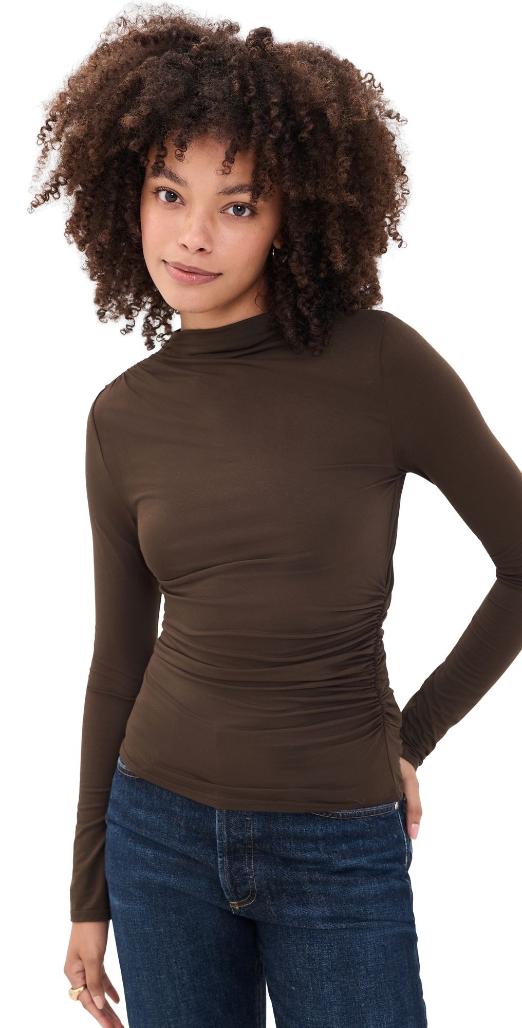 RAILS Joelle Ruched Tee Espresso XXS