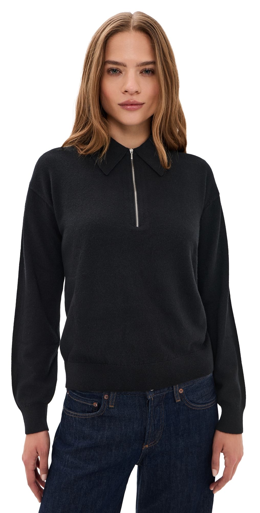 Sold Out NYC The Cashmere Zip Polo In Black Black S