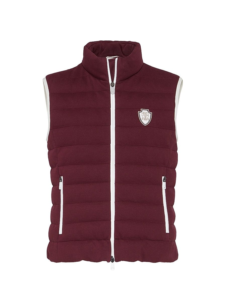 Women's Techno Cotton Piqué Down Vest with Logo - Amaranth Red - Size 0