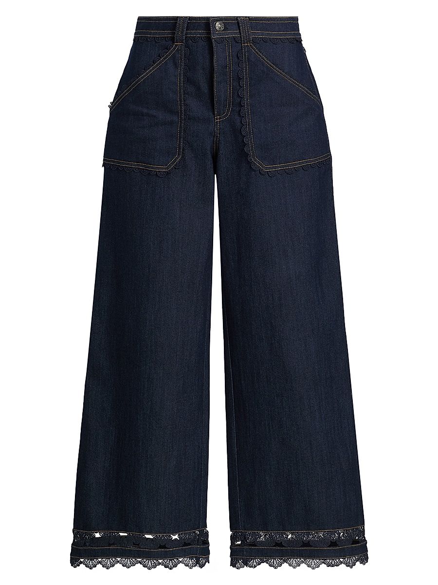Women's Benji Guipure Lace Jeans - Indigo - Size 14