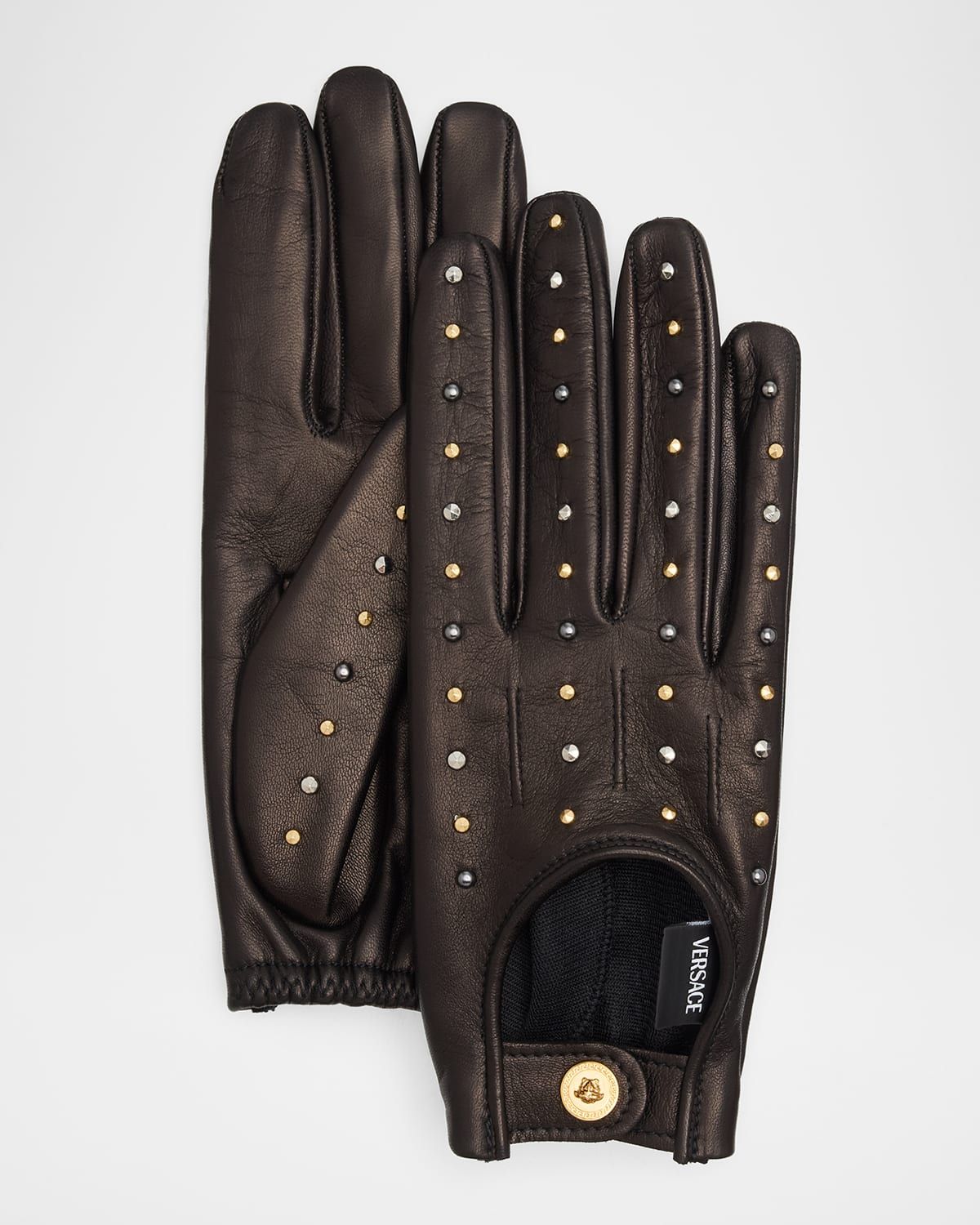 Studded Lambskin Leather Gloves