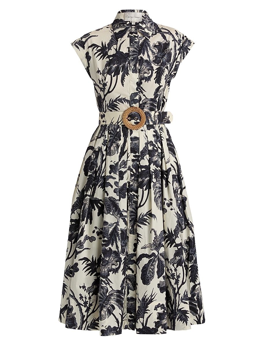 Women's Octavia Botanical Belted Midi-Dress - Fauna Floral Navy - Size 14