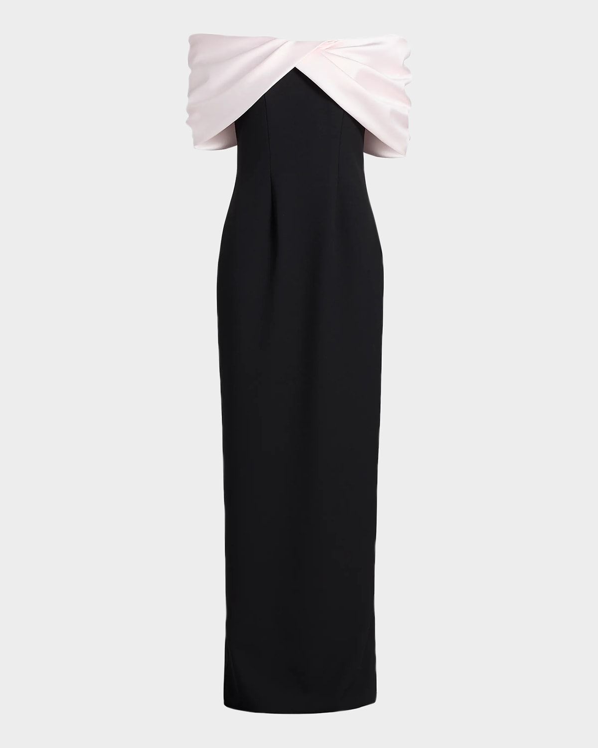 Mikado Off-The-Shoulder Crepe Column Gown