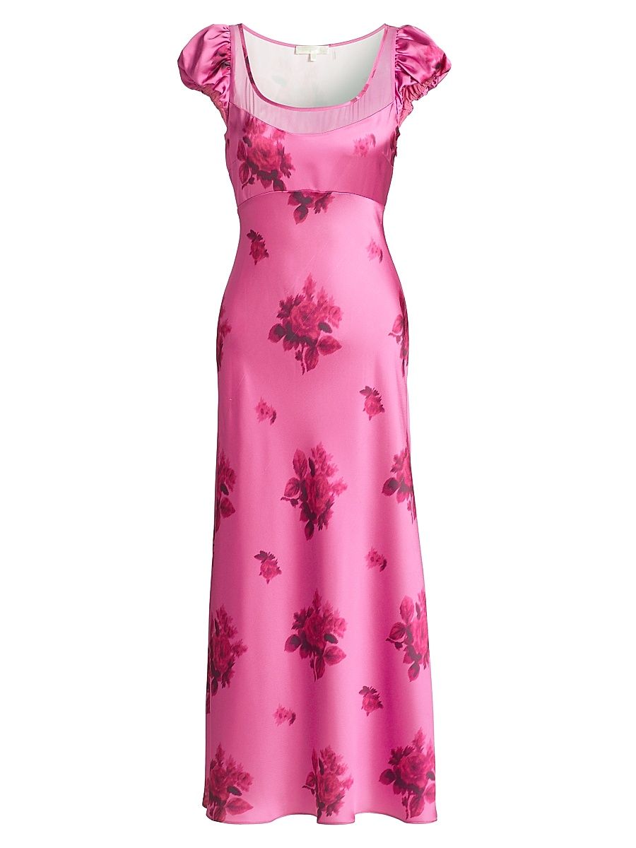 Women's Renaissance Rainfall Charm Joelette Midi-Dress - Raspberry Rose - Size 0