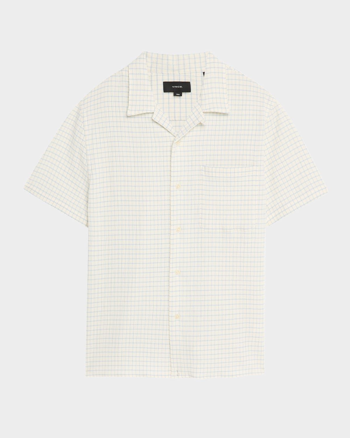 Men & apos;s Textured Cotton Grid Check Camp Shirt