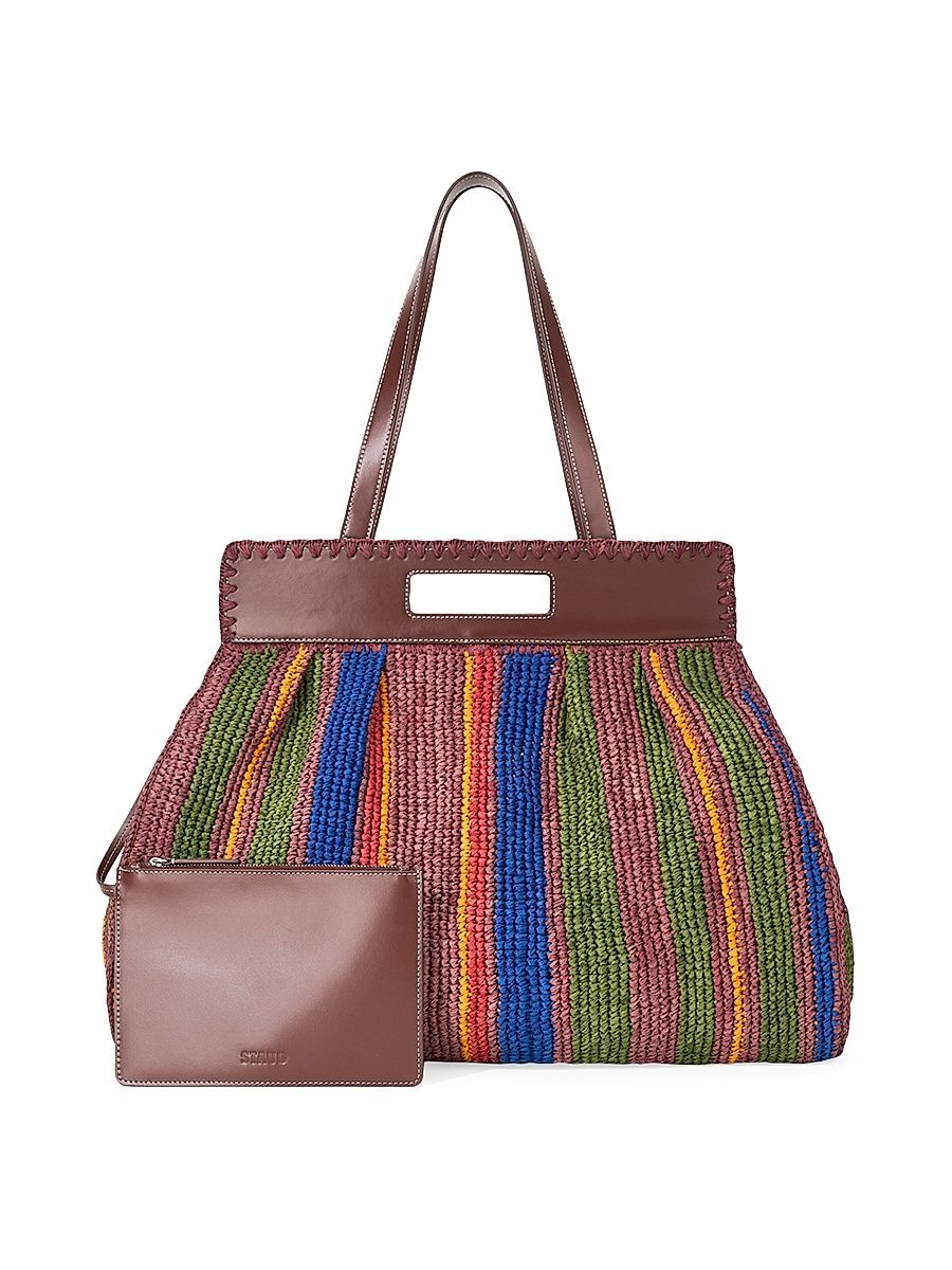 Women's Rue Striped Raffia Tote Bag - Jungle Stripe Raffia