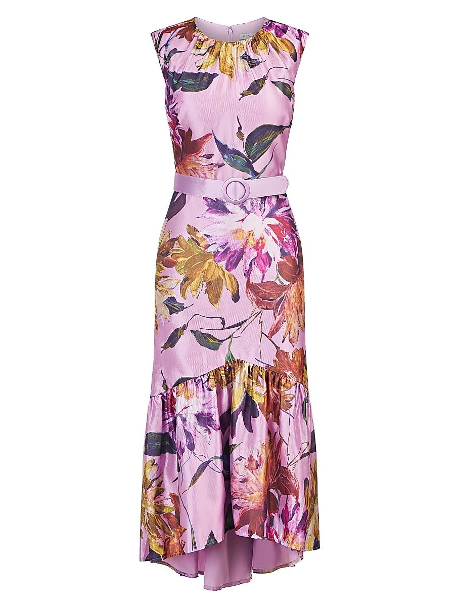 Women's Beatrix Floral Organza High-Low Dress - Pink Mauve - Size 14