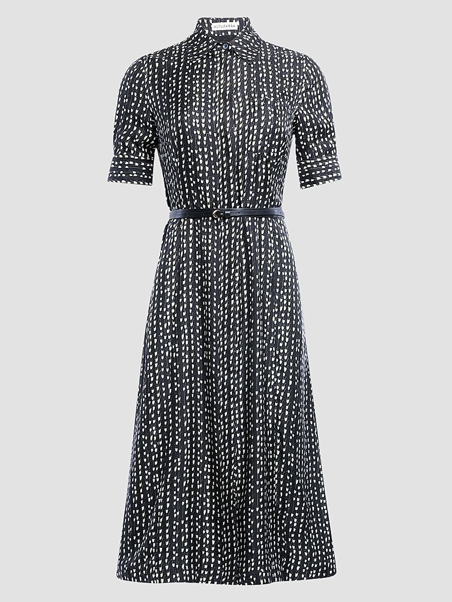 Women's Kieran Printed Silk Midi Dress - Black Bluebell - Size 14