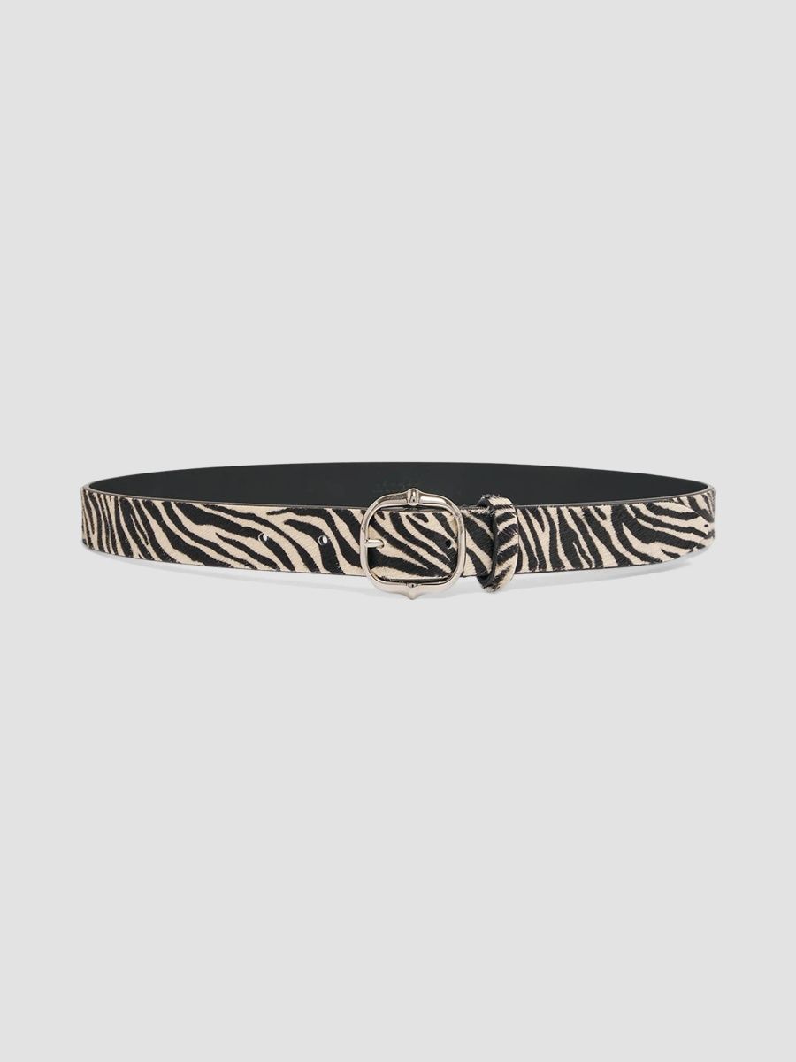 Isabel Marant Women's Zebra-Print Calf Hair Belt - Zebra And Palladium - Size Medium