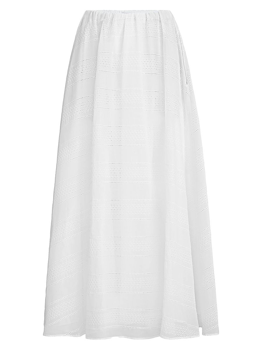 Women's Cotton Organza Broderie Anglaise Skirt - White - Size 14