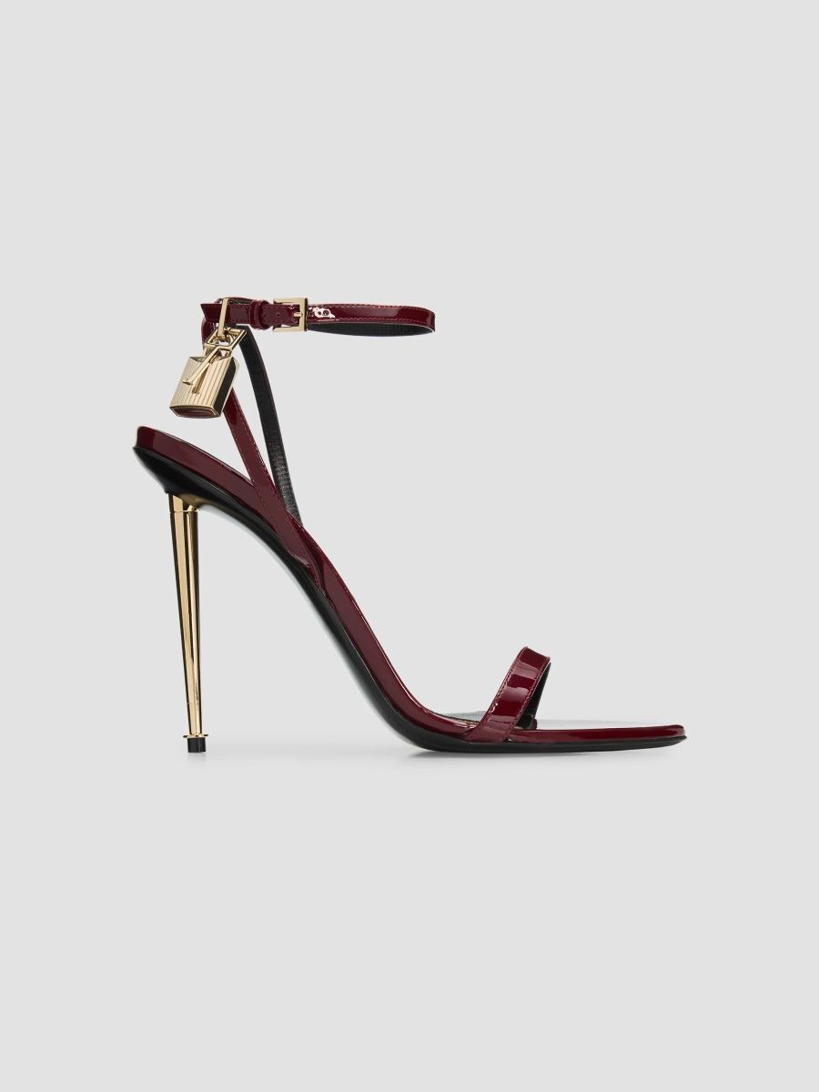 TOM FORD Women's Pointy Naked 105MM Patent Leather Sandals - Ruby Red - Size 6