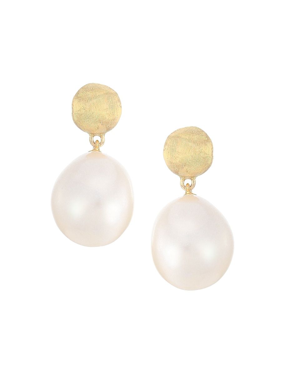 Women's Africa 18K Yellow Gold & Cultured Pearl Drop Earrings - Yellow Gold