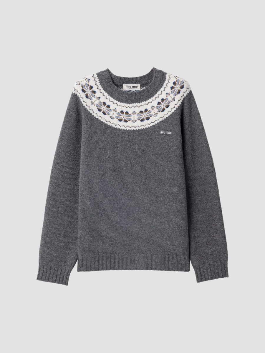Miu Miu Women's Wool Sweater - Grey - Size 6