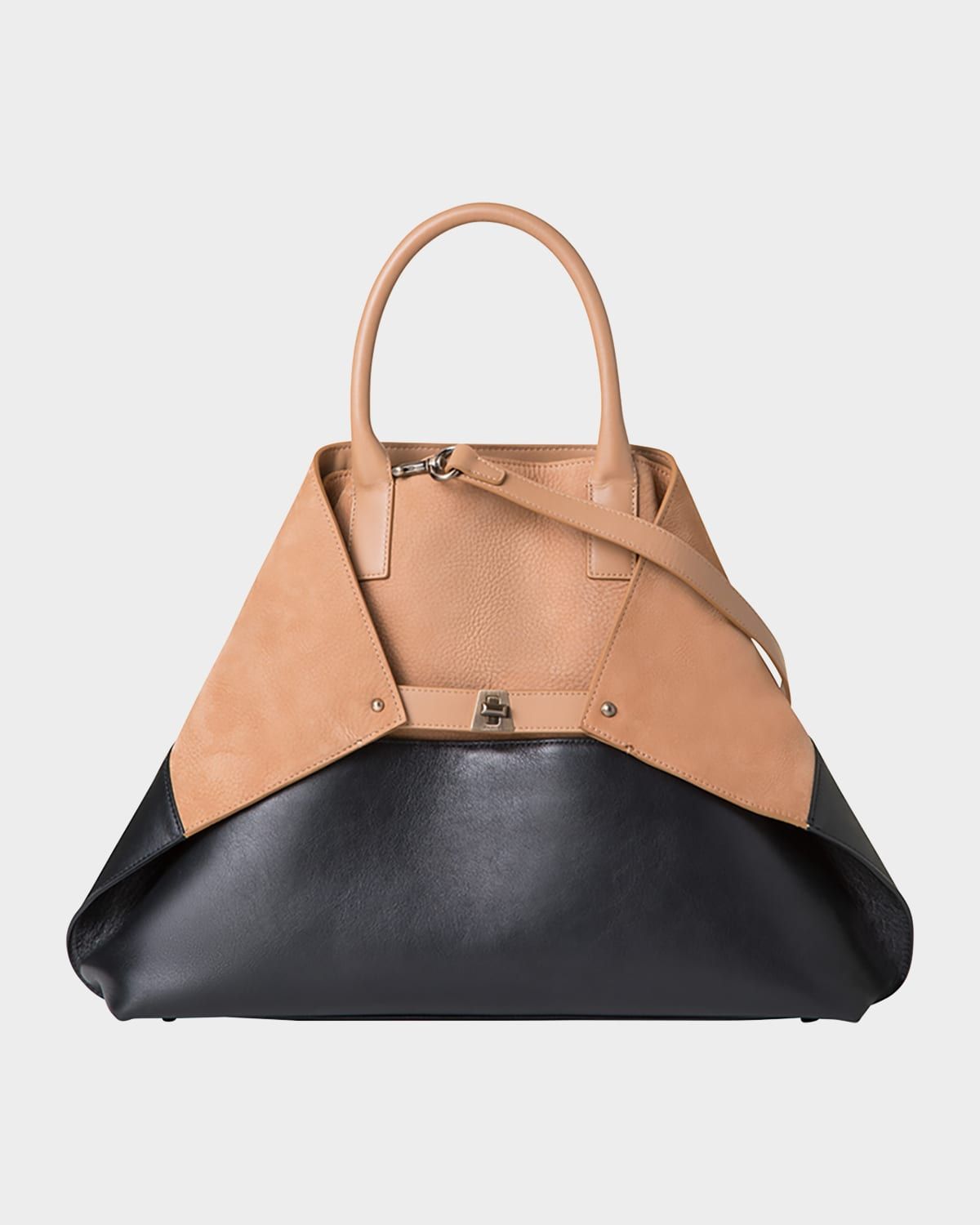 Ai Medium Bicolor Nubuck Leather Shoulder Bag