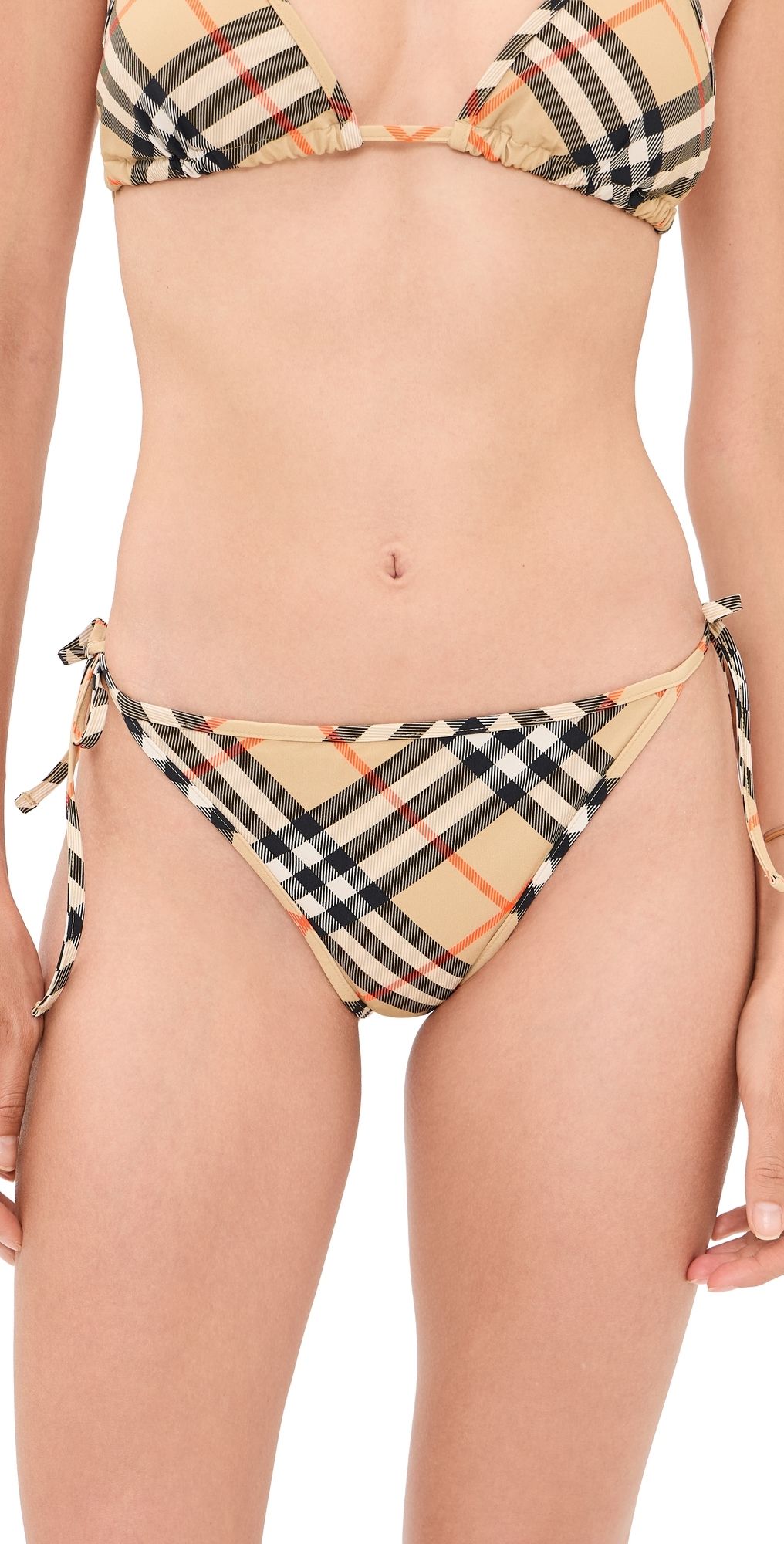 Burberry Sadie Checkered Bikini Bottoms Sand XL