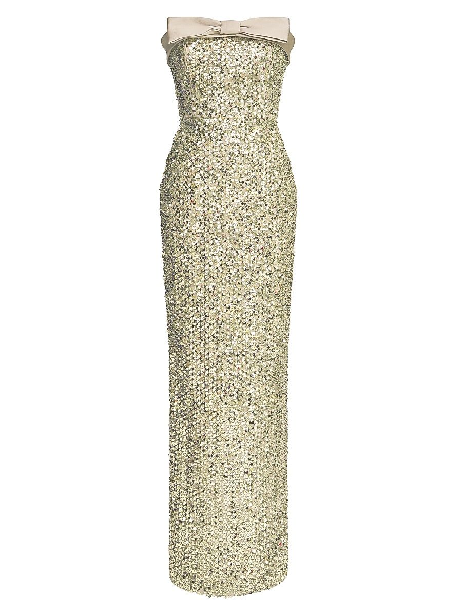 Women's Lacie Sequined Column Gown - Champagne - Size 16