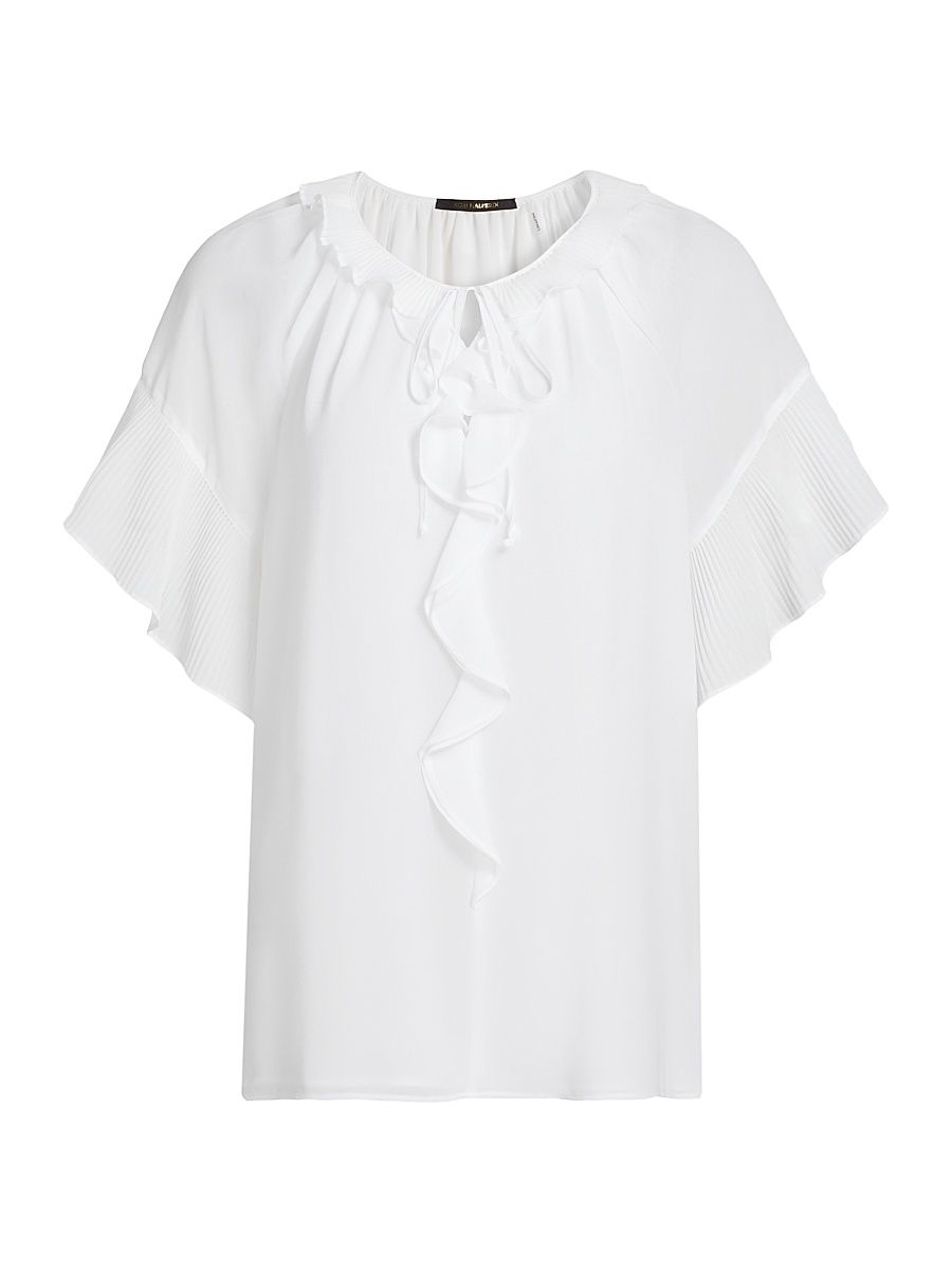 Women's Vale Ruffled Chiffon Blouse - White - Size XL