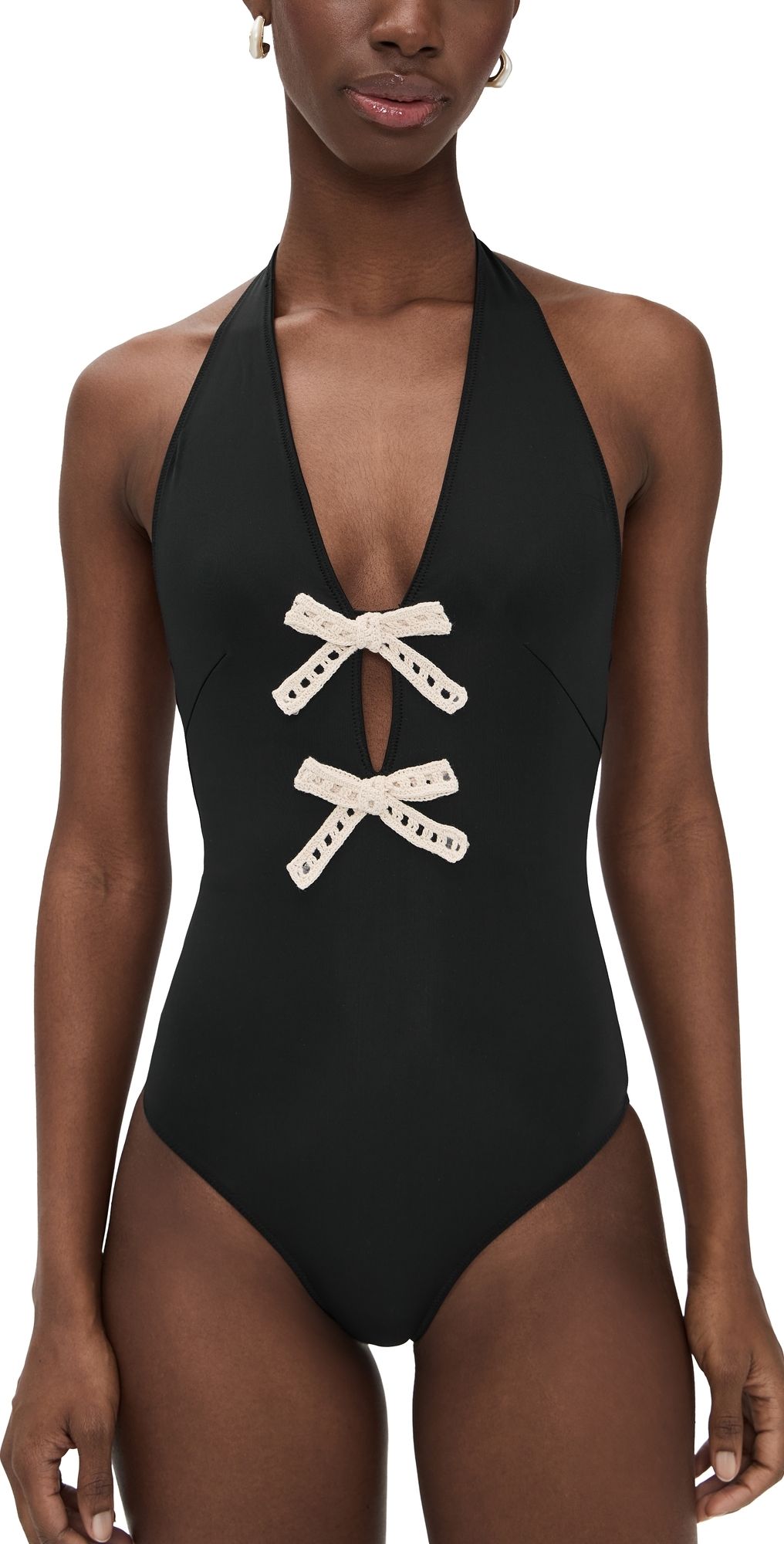 Sea Kendall Crochet Halter One Piece Black L