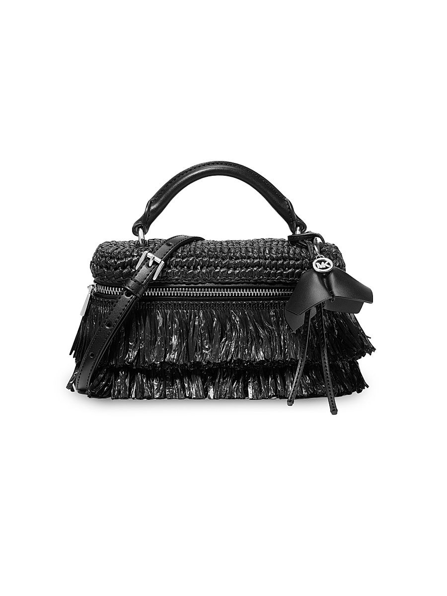 Women's Extra-Small Fringed Crossbody Bag - Black
