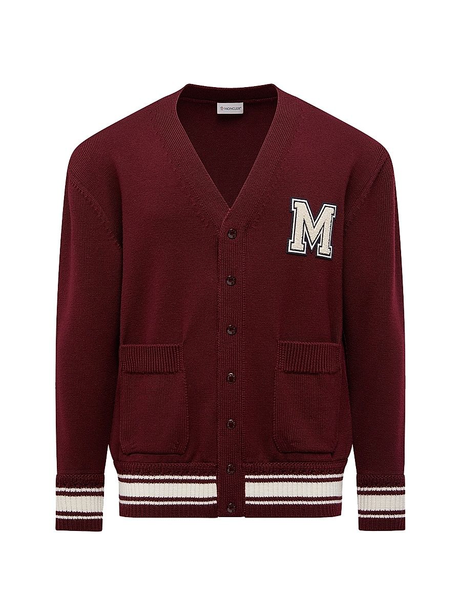 Men's Cardigan in Wool - Burgundy - Size XL