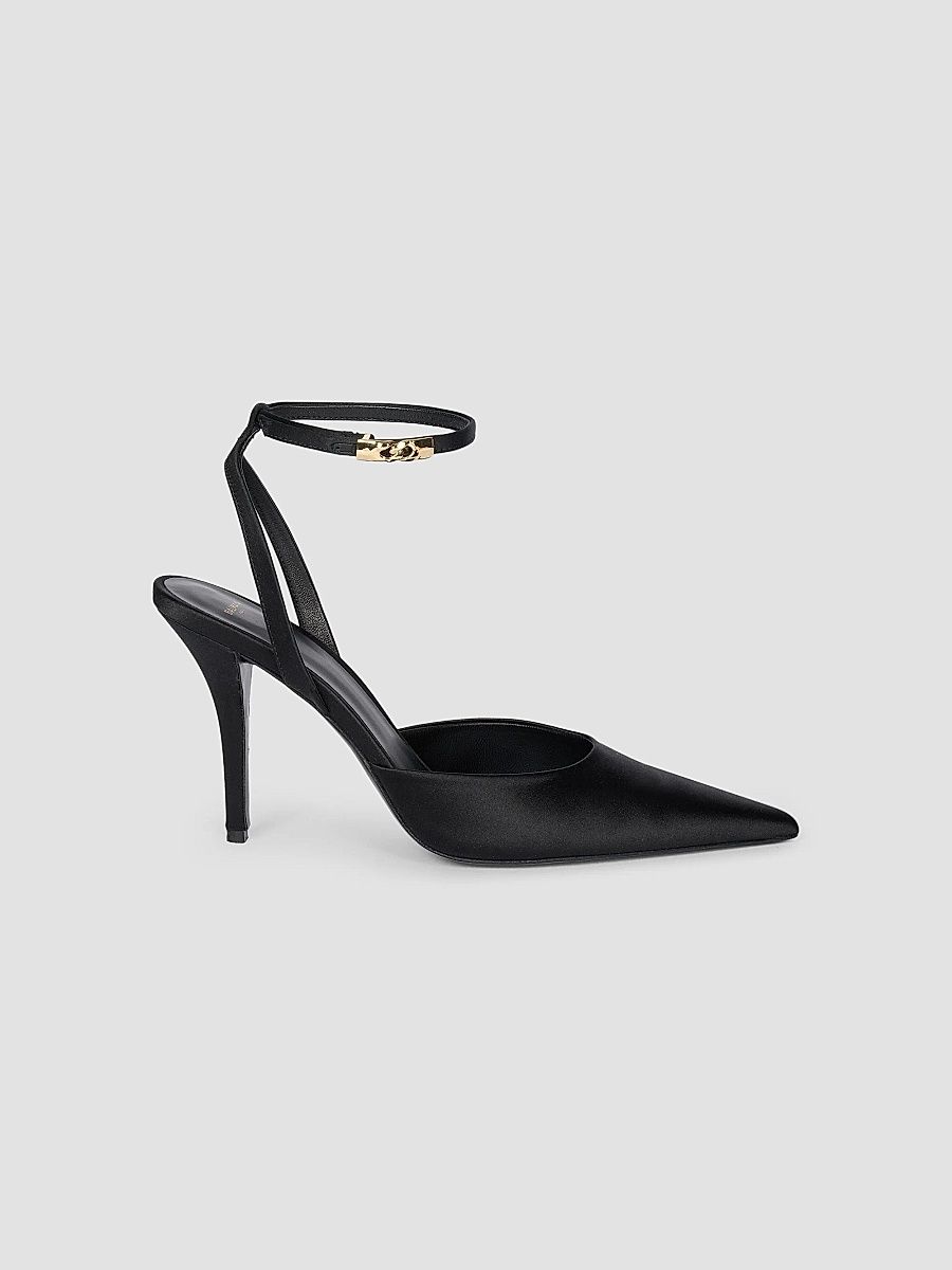 Balmain Women's 95MM Silk-Blend Satin Pumps - Noir - Size 12