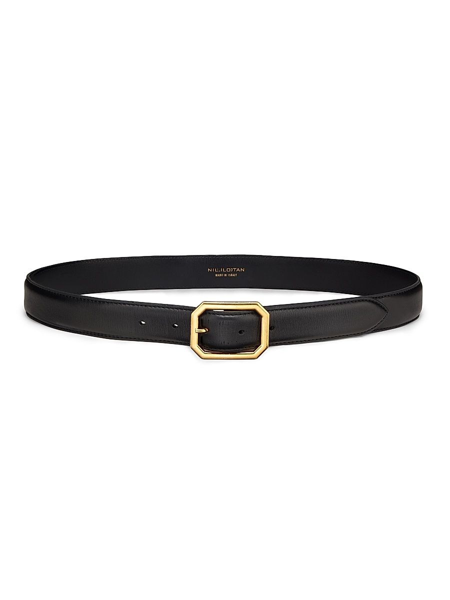 Women's Anais Leather Belt - Black - Size Medium
