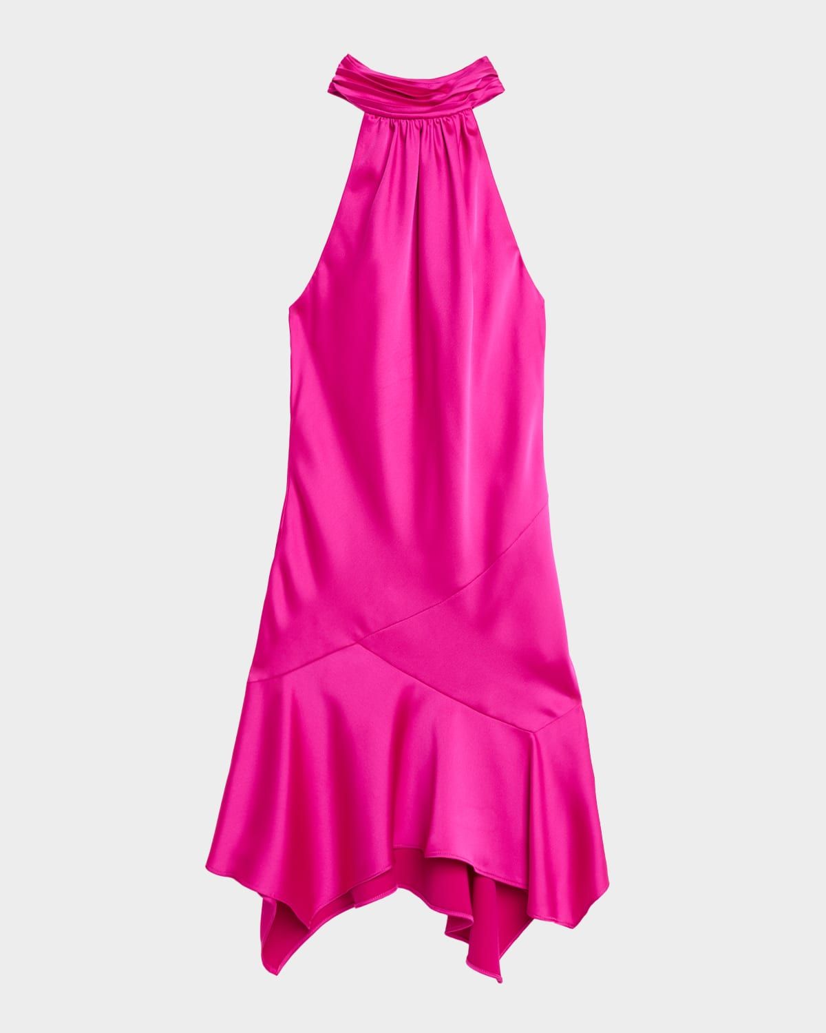 Nari Asymmetric Flounce Halter Mini Dress