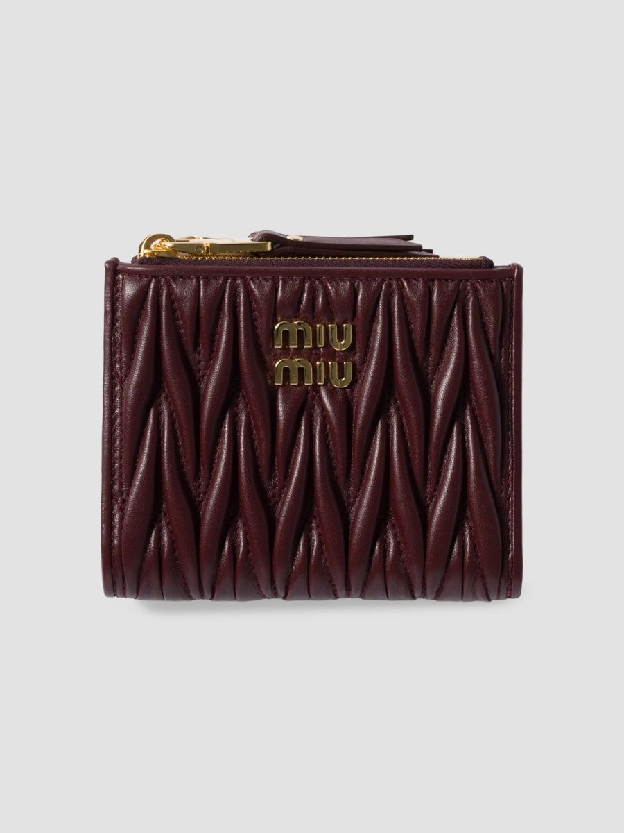 Miu Miu Women's Matelassé Nappa Leather Small Wallet - Dark Red