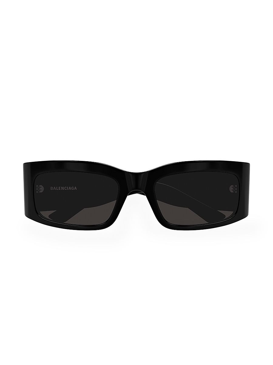 Men's Paper 56MM Rectangular Sunglasses - Black Dark Grey