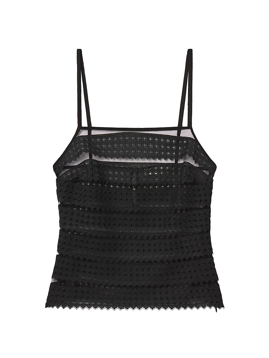 Women's The Lattice Crochet Camisole - Black - Size Large