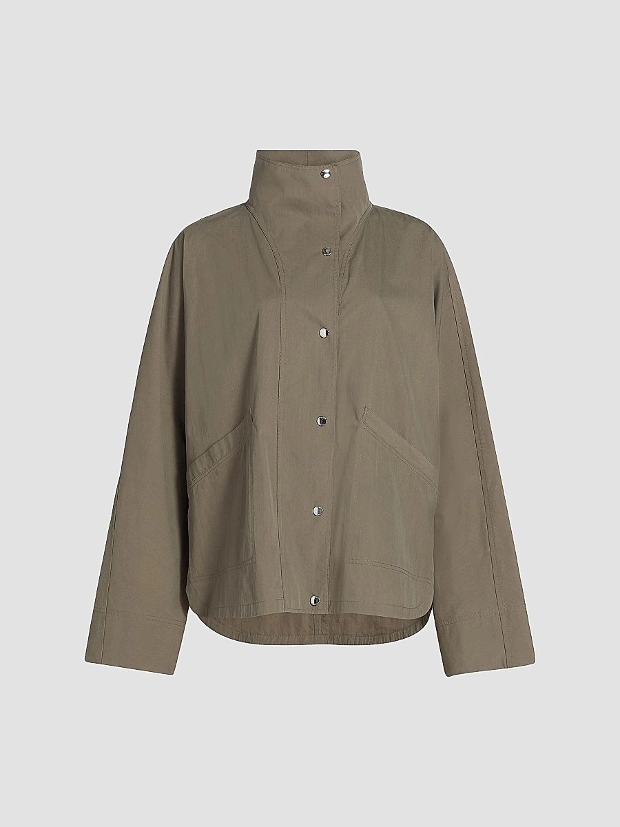 Toteme Women's Organic Cotton-Blend Stand-Collar Jacket - Clove - Size 8