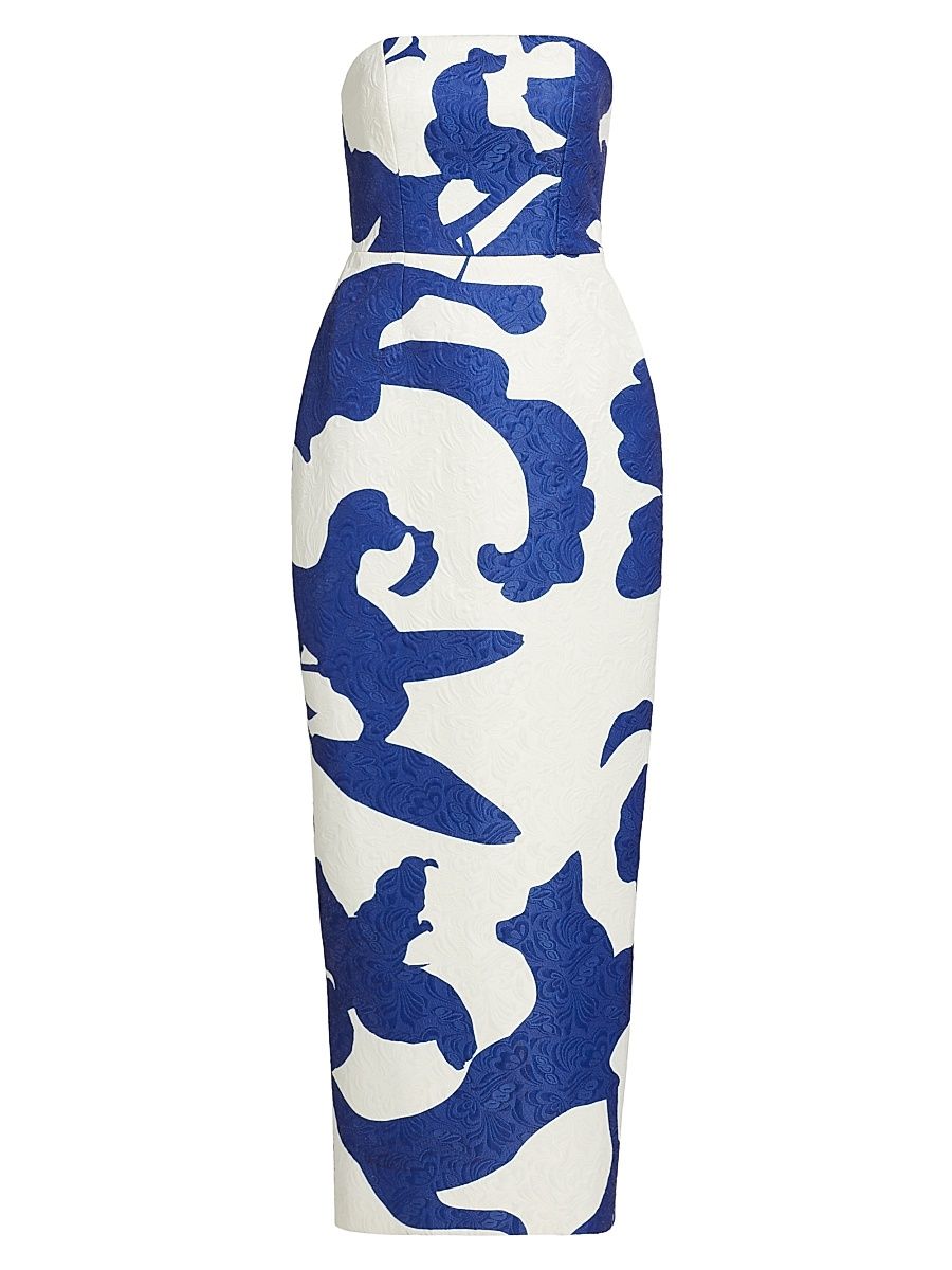 Women's Orion Camellia Jacquard Column Gown - Blue Multi - Size 10