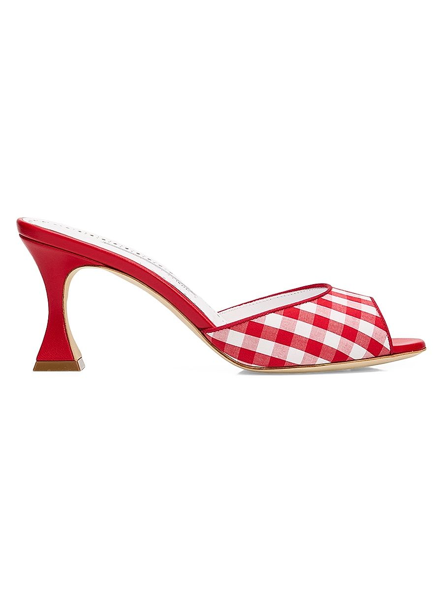 Women's Jadara Checked Mules - Red White - Size 7.5