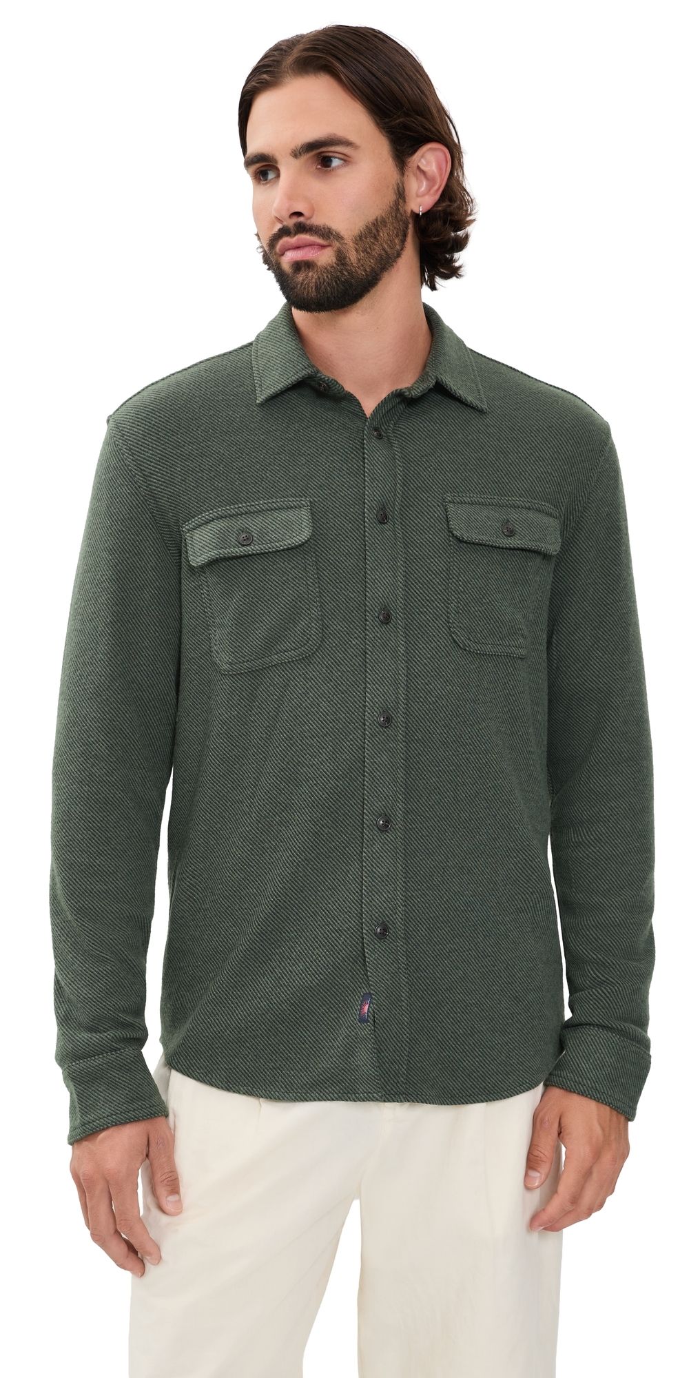 Faherty Legend Sweater Shirt Fall Evergreen Twill M