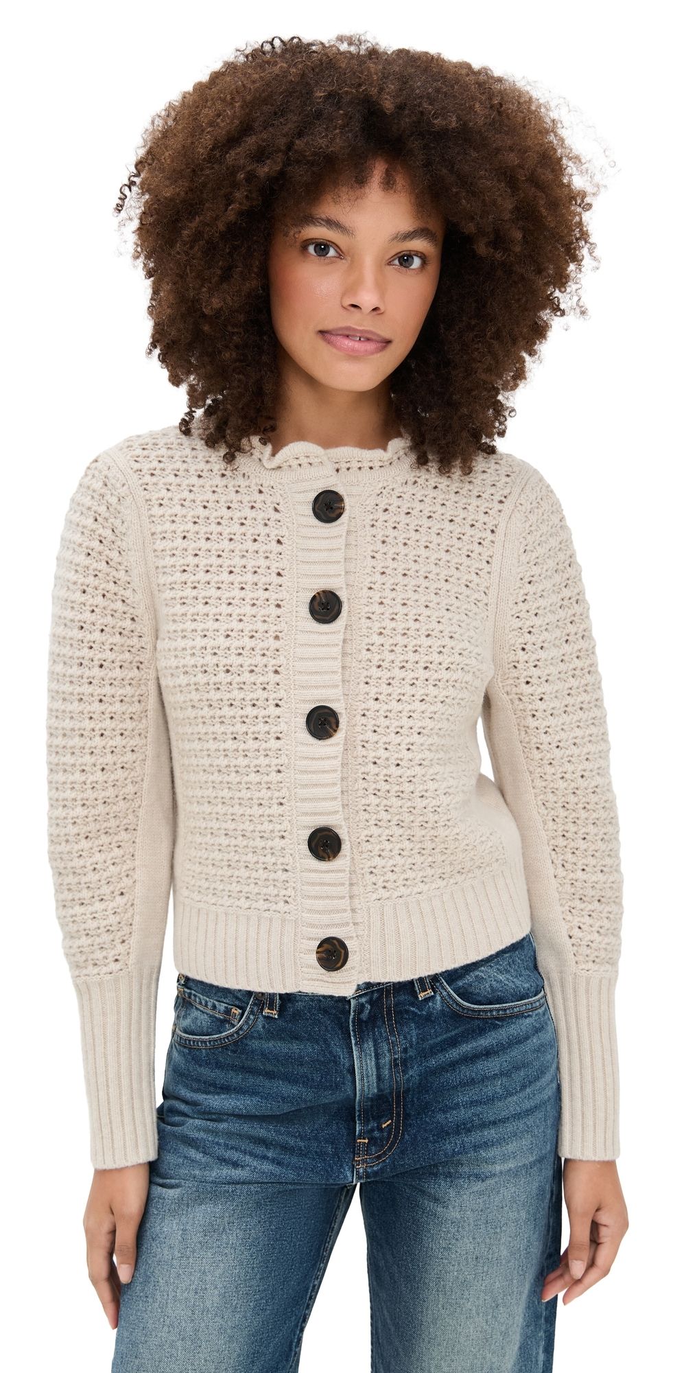 Madewell Scalloped Merino Wool Blend Cardigan Damson XXS