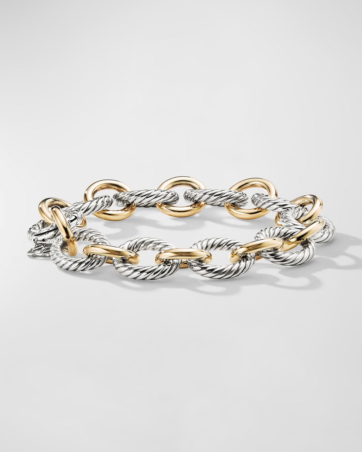 Oval Link Chain Bracelet in Silver with 18K Gold, 12mm
