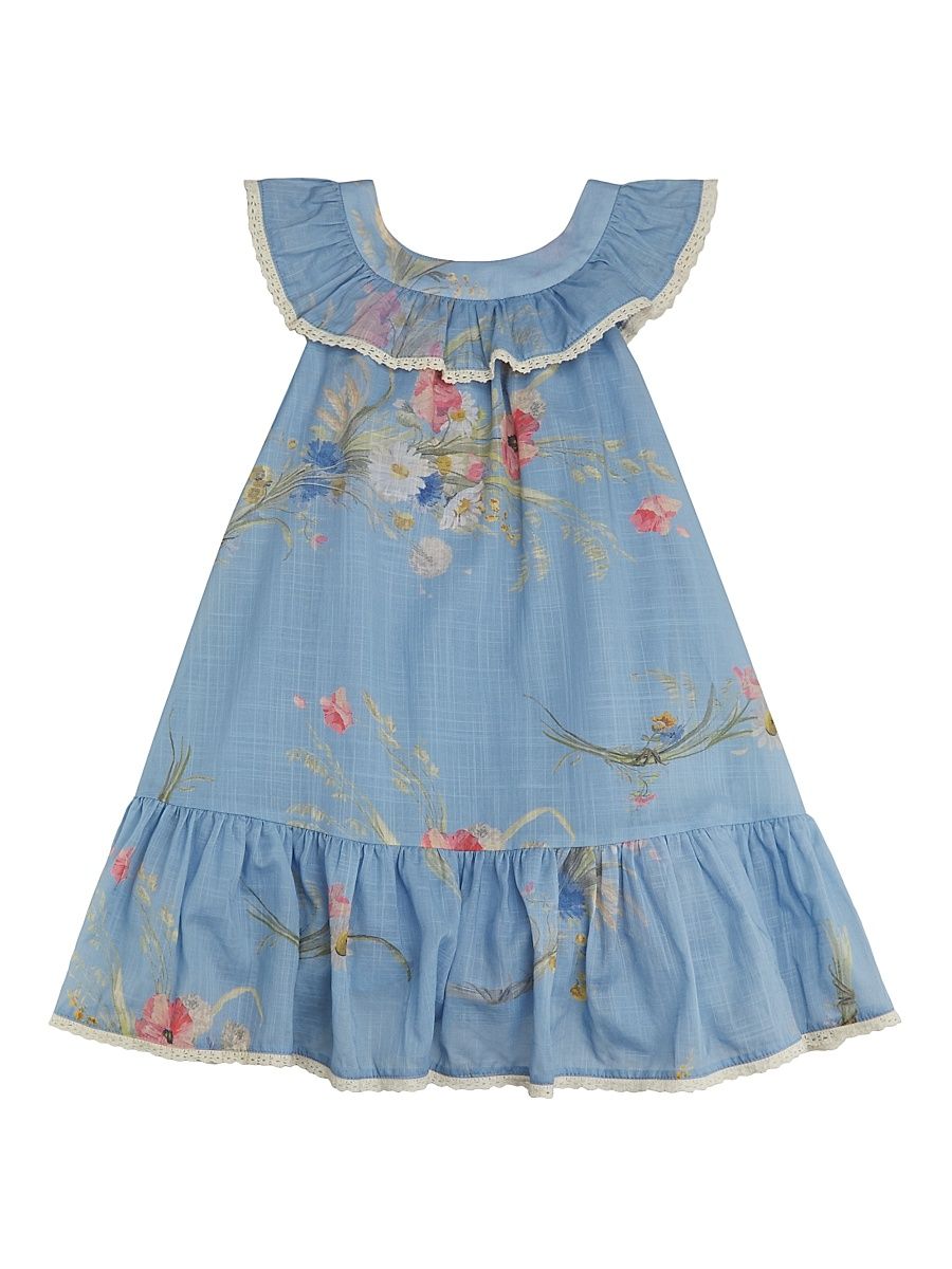 Little Girl's & Girl's Bouquet Floral Dress - Blue Bouquet Floral - Size 6