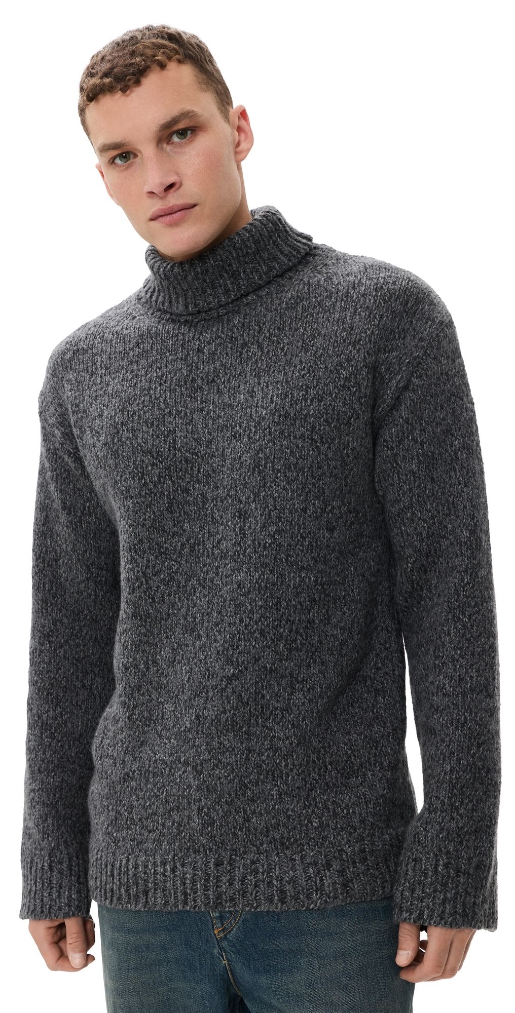 Our Legacy Popover Turtleneck Sweater Slub Twisted Ash Grey Wool 50