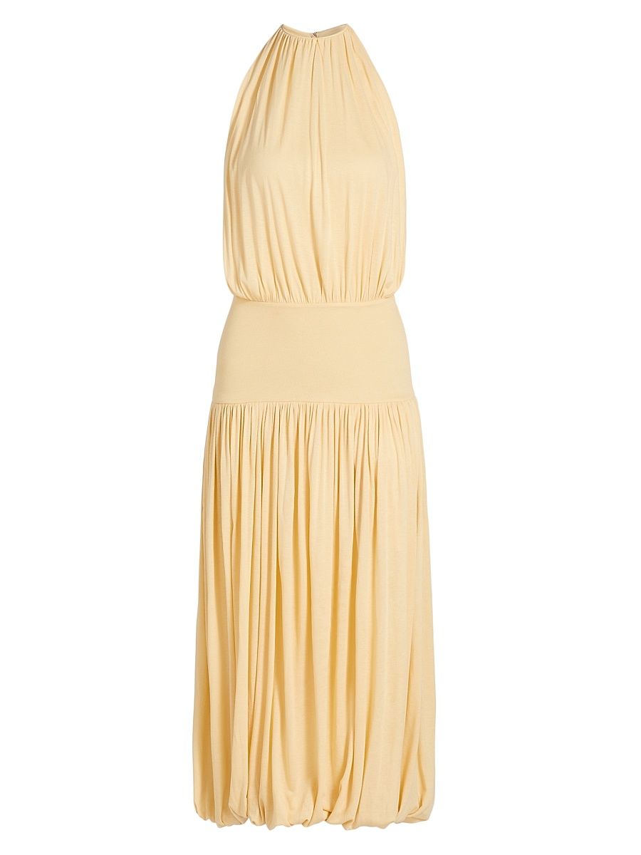 Women's Soft Gathered Midi-Dress - Champagne - Size XL