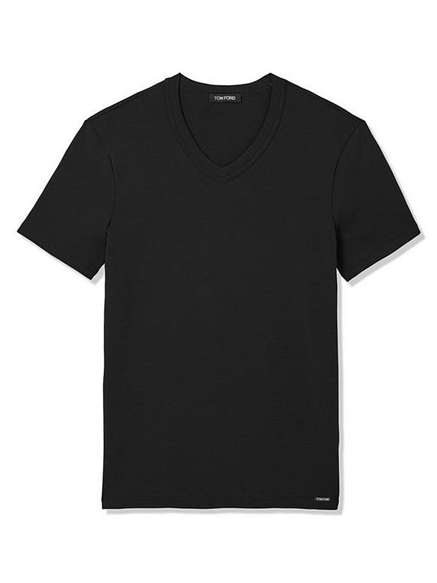 Men's Stretch-Cotton V-Neck T-Shirt - Black - Size Small