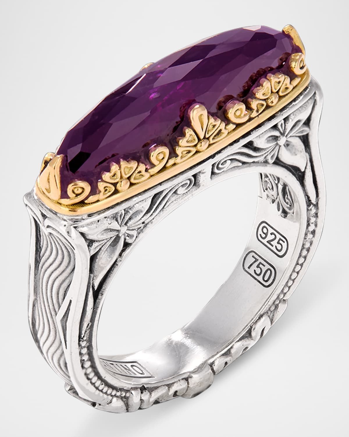 Kyma Silver and Gold Amethyst Quartz Ring