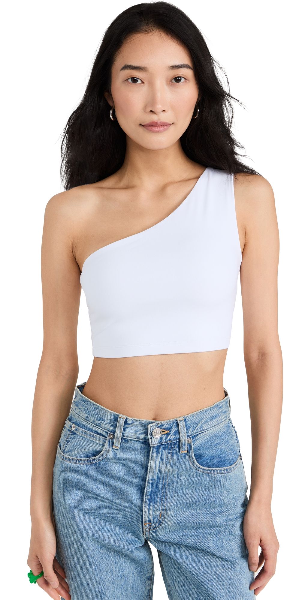 Susana Monaco Essential One-Shoulder Crop Top Sugar L