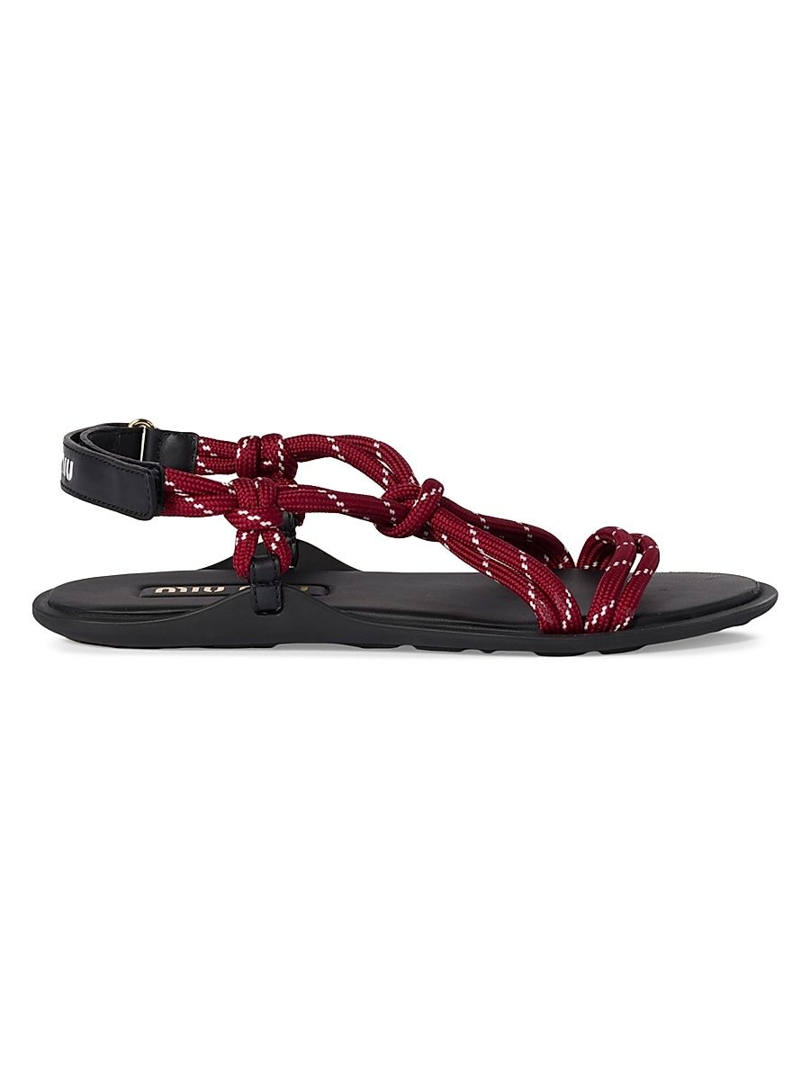 Women's Riviere Cord and Leather Sandals - Dark Red - Size 11
