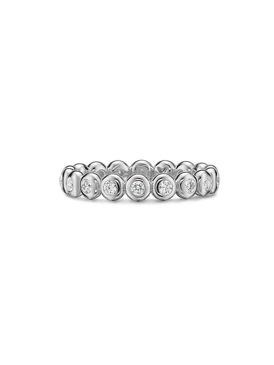 Women's Bezel Set Band Ring in Sterling Silver - Diamond - Size 7