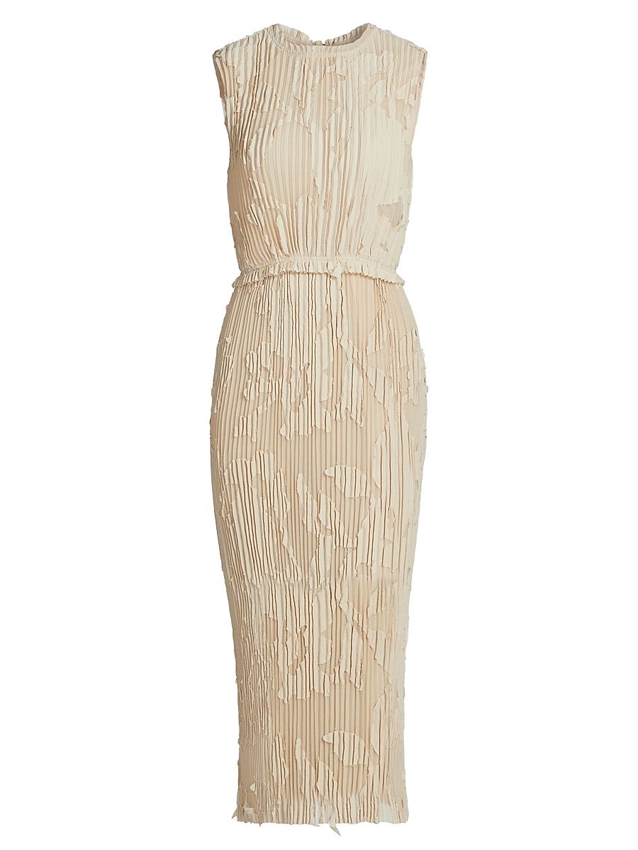 Women's Pleated Fil Coupe Sheath Dress - Light Suede - Size 10