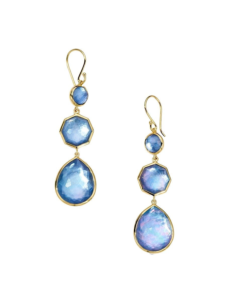 Women's Rock Candy 18K Gold & Rock Crystal, Mother-Of-Pearl & Lapis Crazy 8S Earrings - Alpine