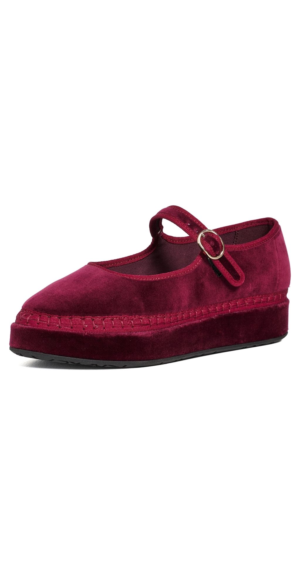 Flabelus Double Lucrecia Mary Jane Flats Burgundy 39