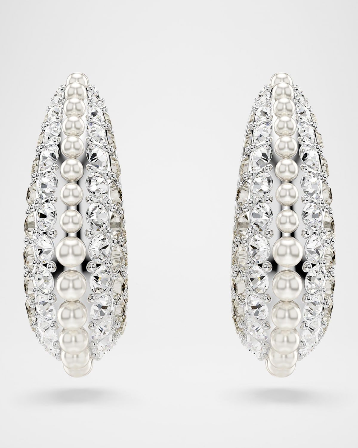 Sublima Rhodium-Plated Crystal Pearl and Pave Crystal Earrings