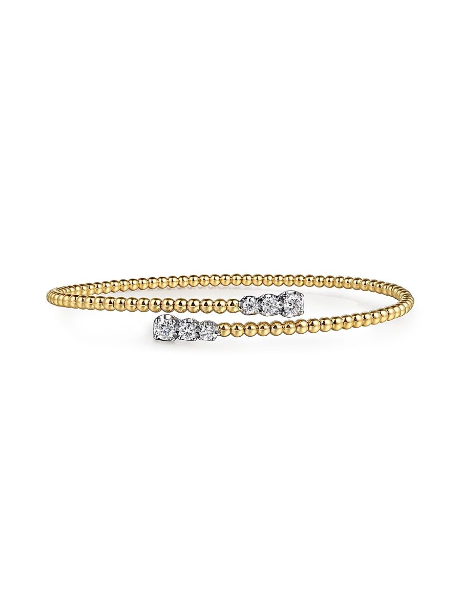 Women's Bujukan 14K White & Yellow Gold & 0.41 TCW Diamond Bypass Cuff Bracelet - Yellow Gold