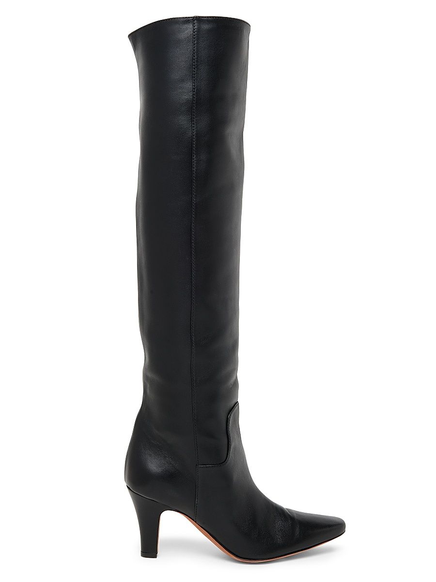 Women's Muse 75MM Leather Over-the-Knee Boots - Black - Size 9.5